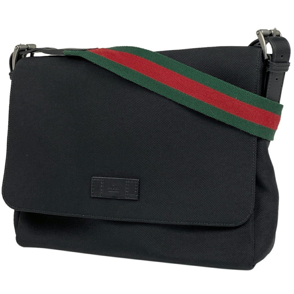 Gucci logo shoulder bag messenger Sherry Web Techno canvas black